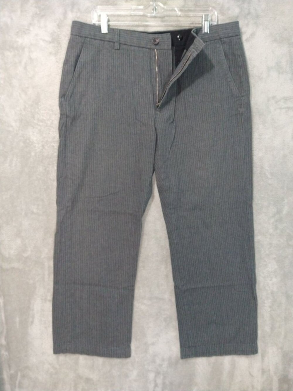 Banana Republic Dress Pants Mens 35x30 Gray Pinstripe Straight Leg Cotton